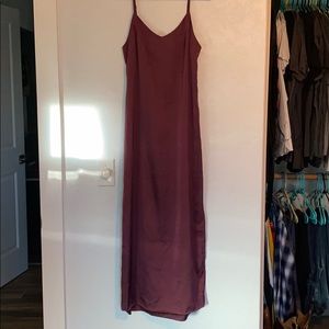 Purple Satin Dress with Side Slit